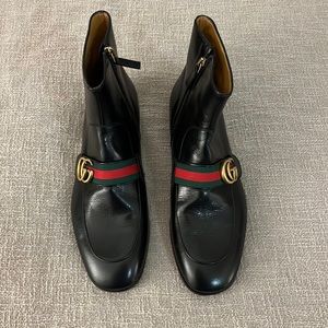 Gucci Web Accent Leather Boots